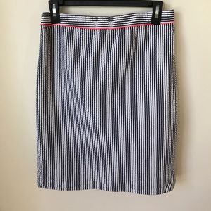 J. Crew seersucker No. 2 pencil skirt with cute pink piping